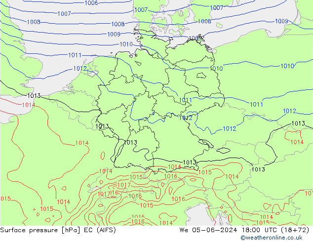 Surface pressure EC (AIFS) We 05.06.2024 18 UTC