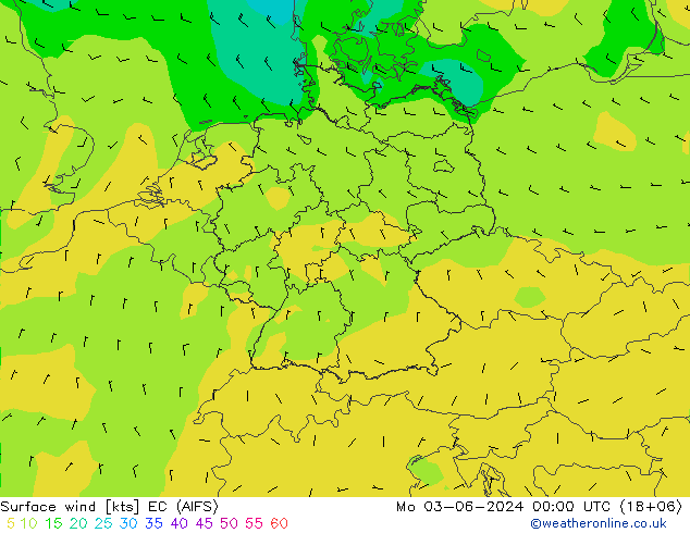 Wind 10 m EC (AIFS) ma 03.06.2024 00 UTC