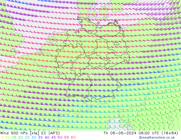Rüzgar 500 hPa EC (AIFS) Per 06.06.2024 06 UTC