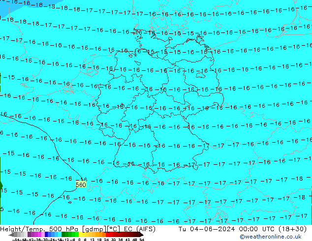 Height/Temp. 500 hPa EC (AIFS) Tu 04.06.2024 00 UTC