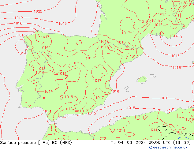 Luchtdruk (Grond) EC (AIFS) di 04.06.2024 00 UTC