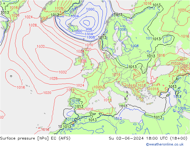 Bodendruck EC (AIFS) So 02.06.2024 18 UTC