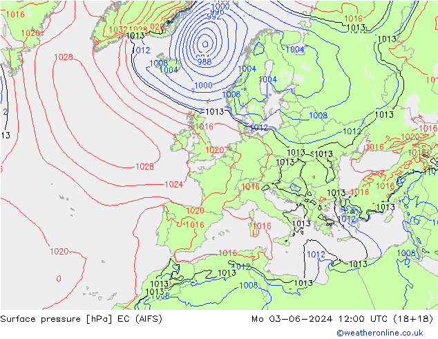pression de l'air EC (AIFS) lun 03.06.2024 12 UTC