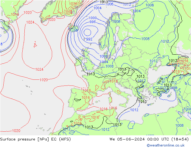 ciśnienie EC (AIFS) śro. 05.06.2024 00 UTC
