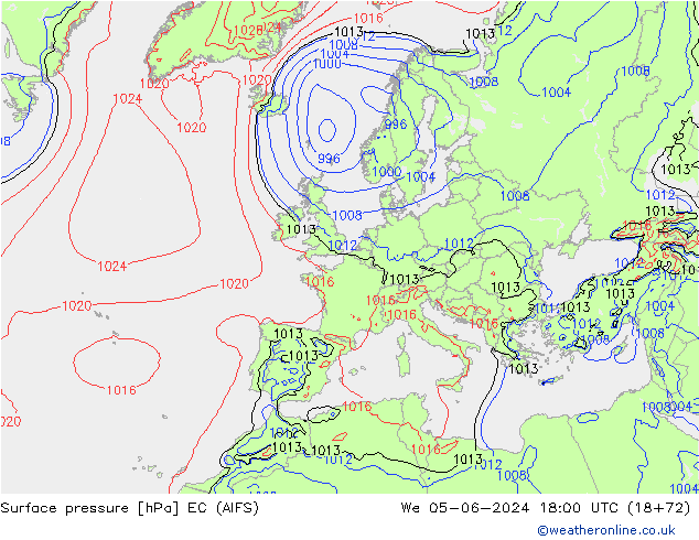ciśnienie EC (AIFS) śro. 05.06.2024 18 UTC