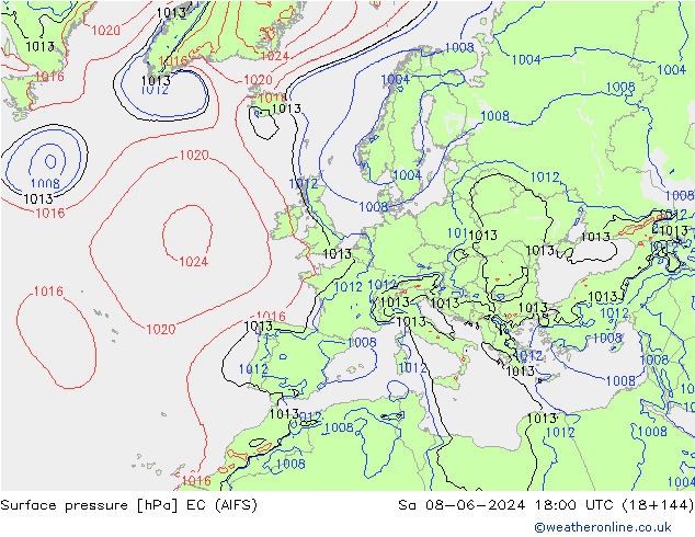 pression de l'air EC (AIFS) sam 08.06.2024 18 UTC