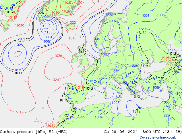 ciśnienie EC (AIFS) nie. 09.06.2024 18 UTC