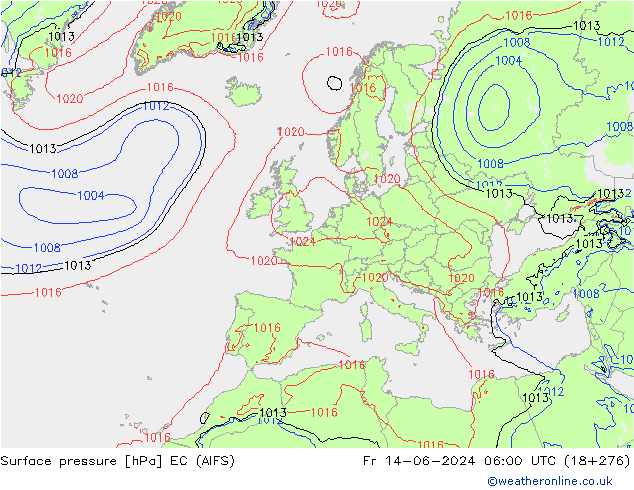 pression de l'air EC (AIFS) ven 14.06.2024 06 UTC