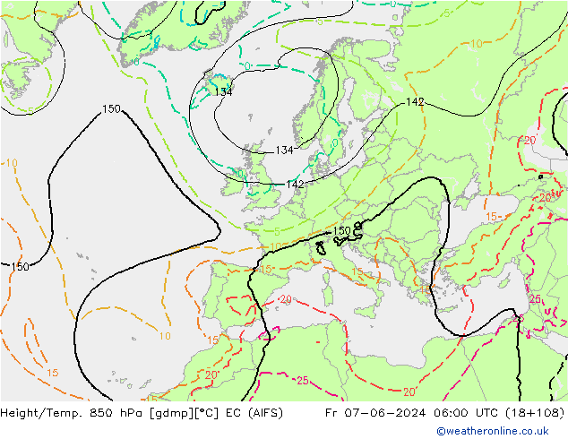 Height/Temp. 850 hPa EC (AIFS) Fr 07.06.2024 06 UTC