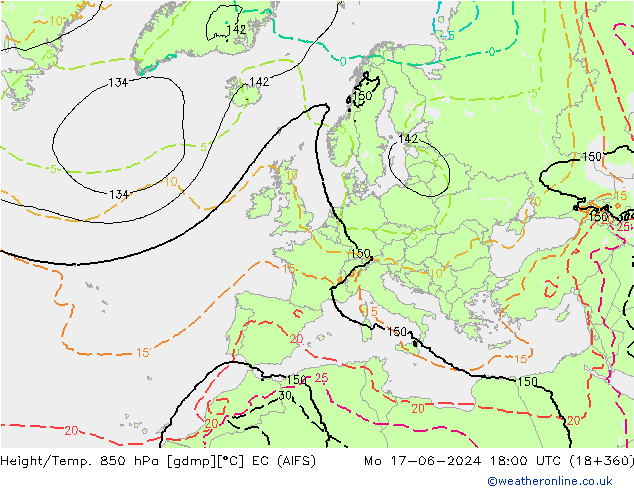 Height/Temp. 850 hPa EC (AIFS) Mo 17.06.2024 18 UTC