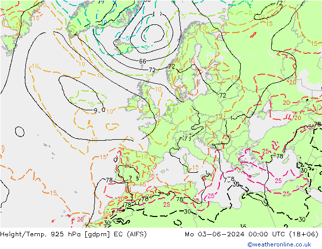 Height/Temp. 925 hPa EC (AIFS) Mo 03.06.2024 00 UTC