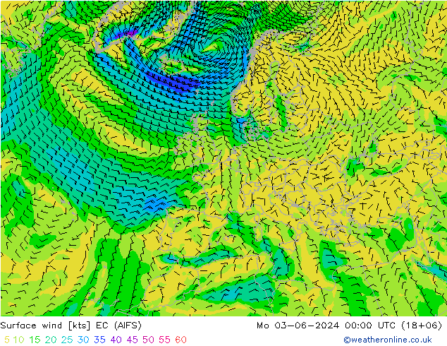 风 10 米 EC (AIFS) 星期一 03.06.2024 00 UTC