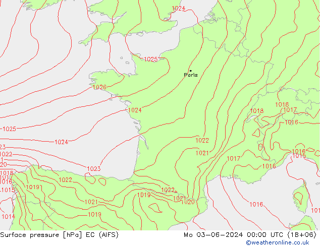 Surface pressure EC (AIFS) Mo 03.06.2024 00 UTC