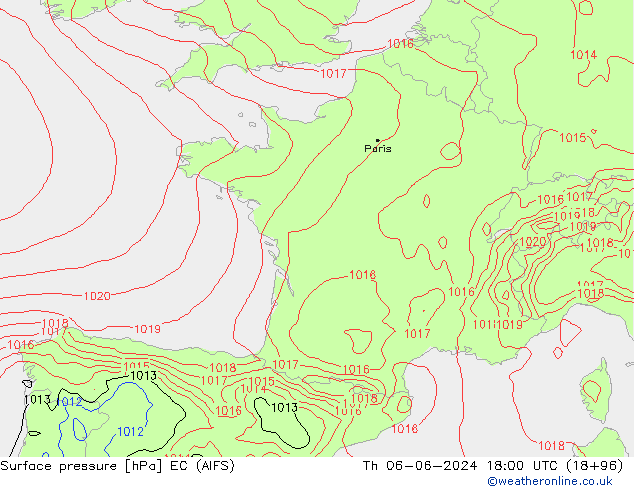 pressão do solo EC (AIFS) Qui 06.06.2024 18 UTC