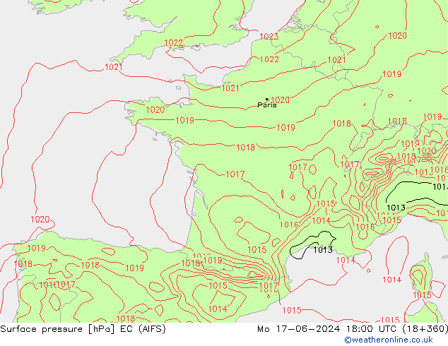 Luchtdruk (Grond) EC (AIFS) ma 17.06.2024 18 UTC