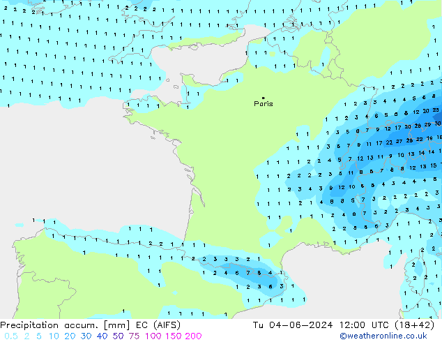 Nied. akkumuliert EC (AIFS) Di 04.06.2024 12 UTC