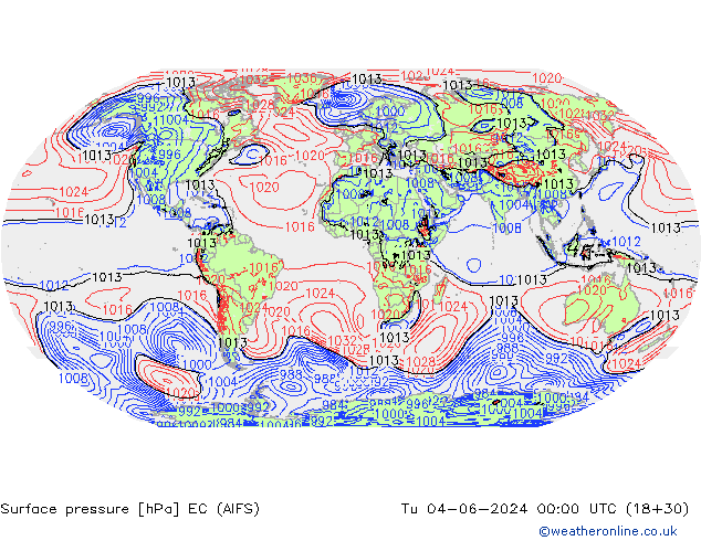 Yer basıncı EC (AIFS) Sa 04.06.2024 00 UTC