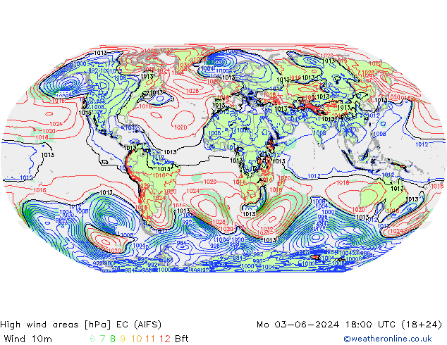 High wind areas EC (AIFS) Mo 03.06.2024 18 UTC