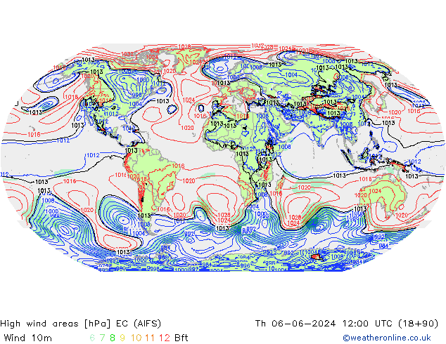 High wind areas EC (AIFS) Th 06.06.2024 12 UTC