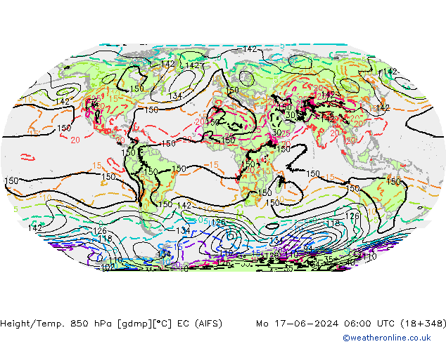 Height/Temp. 850 гПа EC (AIFS) пн 17.06.2024 06 UTC