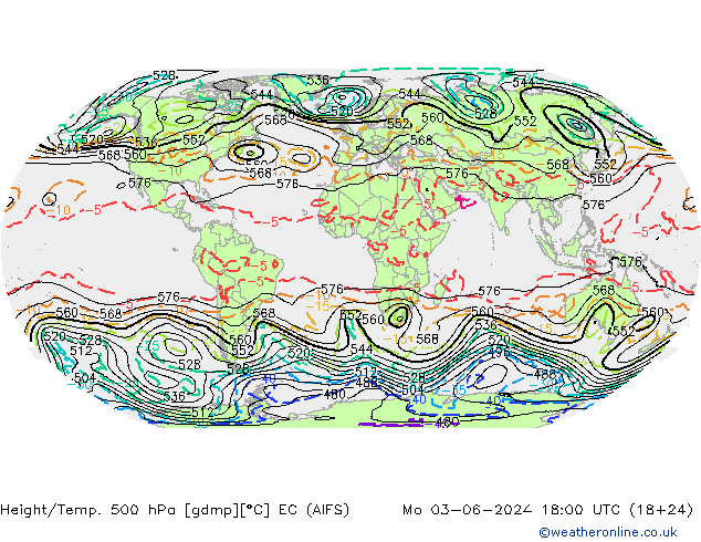 Geop./Temp. 500 hPa EC (AIFS) lun 03.06.2024 18 UTC