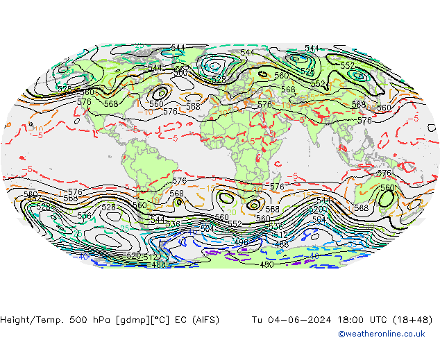 Height/Temp. 500 hPa EC (AIFS) mar 04.06.2024 18 UTC