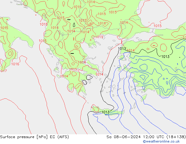 ciśnienie EC (AIFS) so. 08.06.2024 12 UTC