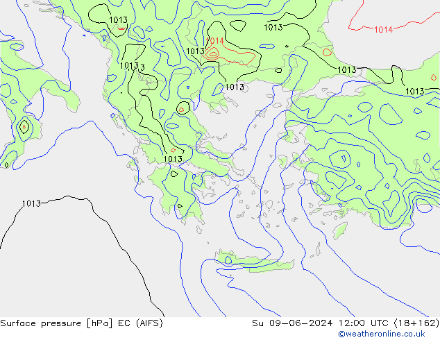 Surface pressure EC (AIFS) Su 09.06.2024 12 UTC