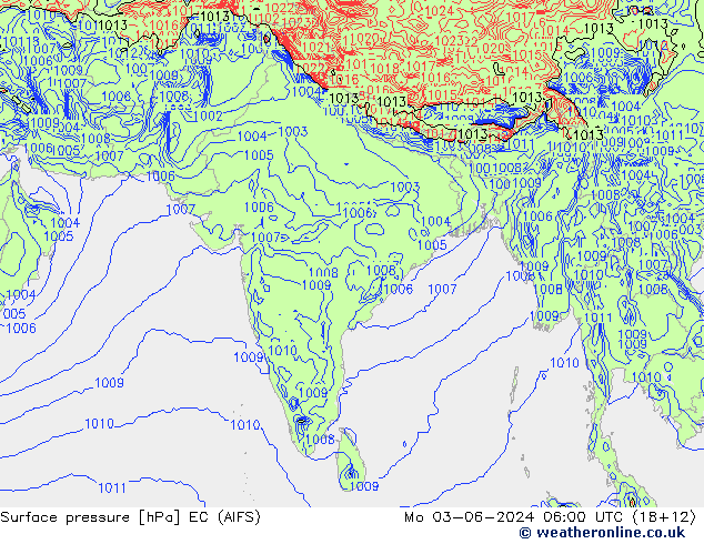 Presión superficial EC (AIFS) lun 03.06.2024 06 UTC