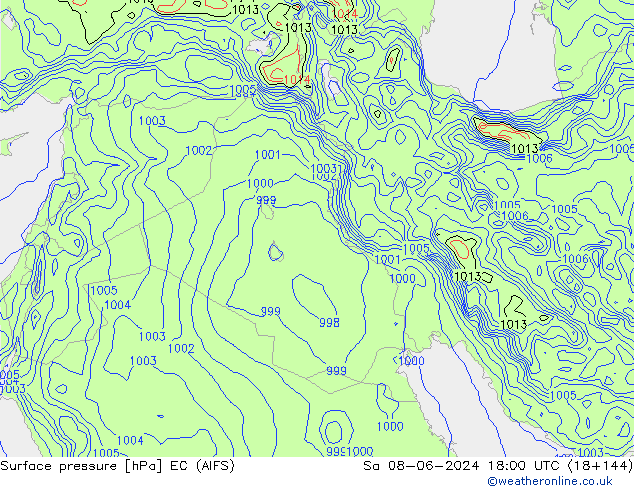 Pressione al suolo EC (AIFS) sab 08.06.2024 18 UTC