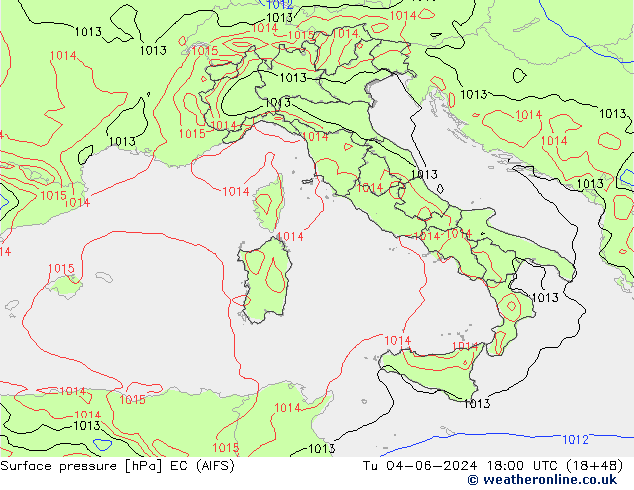 Yer basıncı EC (AIFS) Sa 04.06.2024 18 UTC