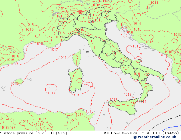 Surface pressure EC (AIFS) We 05.06.2024 12 UTC