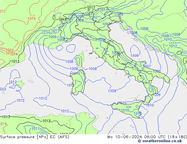 Luchtdruk (Grond) EC (AIFS) ma 10.06.2024 06 UTC