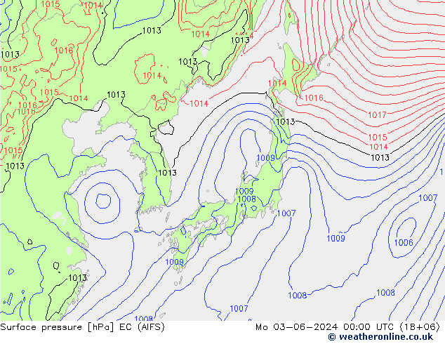 Pressione al suolo EC (AIFS) lun 03.06.2024 00 UTC