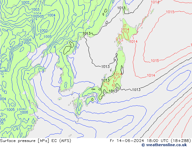 Surface pressure EC (AIFS) Fr 14.06.2024 18 UTC