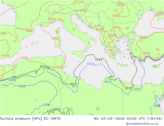 приземное давление EC (AIFS) пн 03.06.2024 00 UTC
