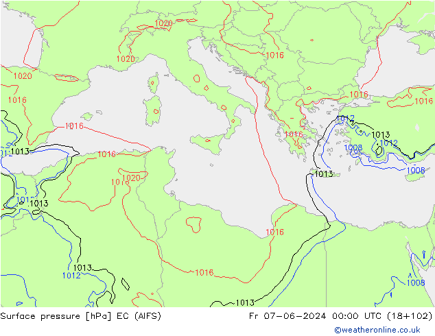 Yer basıncı EC (AIFS) Cu 07.06.2024 00 UTC