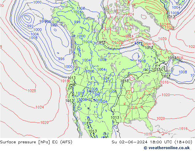 地面气压 EC (AIFS) 星期日 02.06.2024 18 UTC