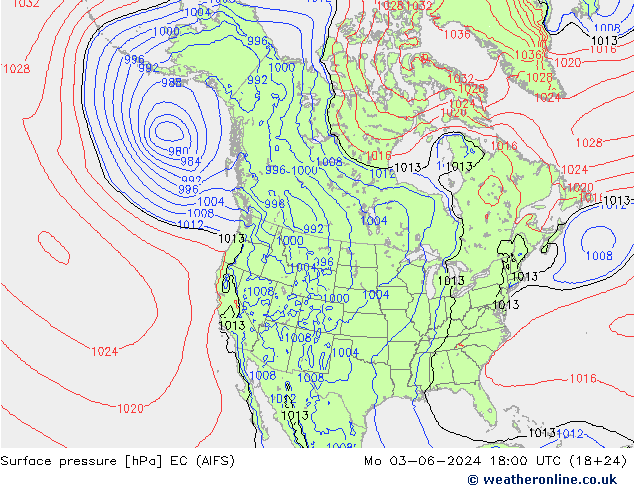 地面气压 EC (AIFS) 星期一 03.06.2024 18 UTC