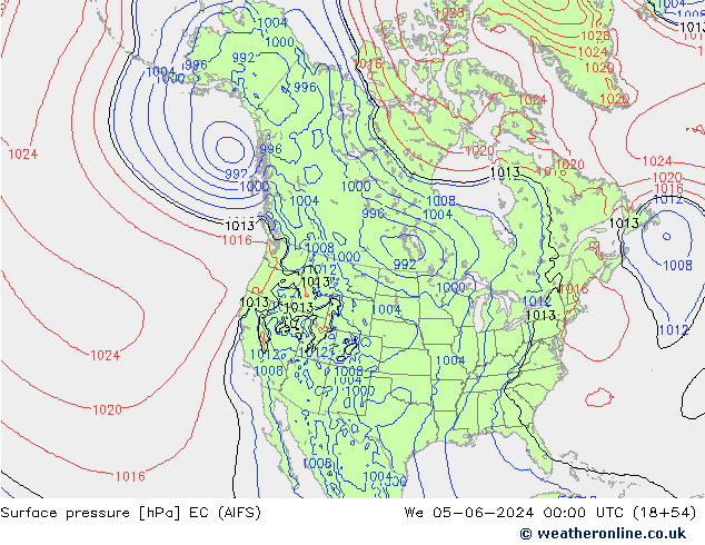 Atmosférický tlak EC (AIFS) St 05.06.2024 00 UTC