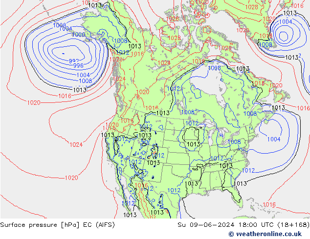pressão do solo EC (AIFS) Dom 09.06.2024 18 UTC