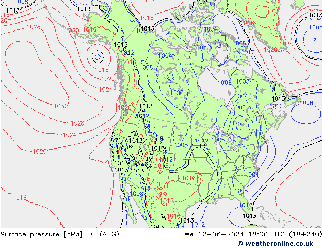 Pressione al suolo EC (AIFS) mer 12.06.2024 18 UTC