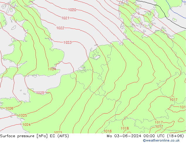 Pressione al suolo EC (AIFS) lun 03.06.2024 00 UTC