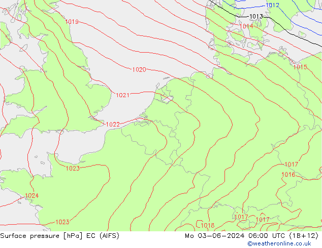 Pressione al suolo EC (AIFS) lun 03.06.2024 06 UTC