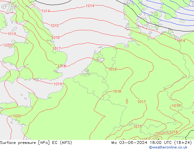ciśnienie EC (AIFS) pon. 03.06.2024 18 UTC