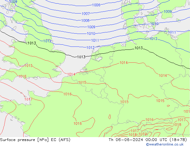 Surface pressure EC (AIFS) Th 06.06.2024 00 UTC