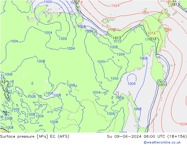 Luchtdruk (Grond) EC (AIFS) zo 09.06.2024 06 UTC