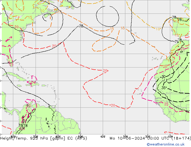 Height/Temp. 925 hPa EC (AIFS) Po 10.06.2024 00 UTC