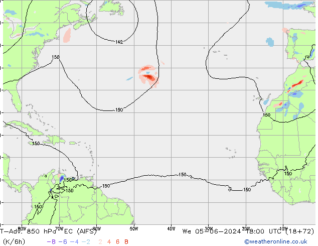 T-Adv. 850 hPa EC (AIFS) Qua 05.06.2024 18 UTC