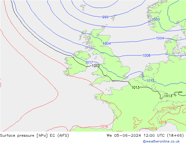 Pressione al suolo EC (AIFS) mer 05.06.2024 12 UTC